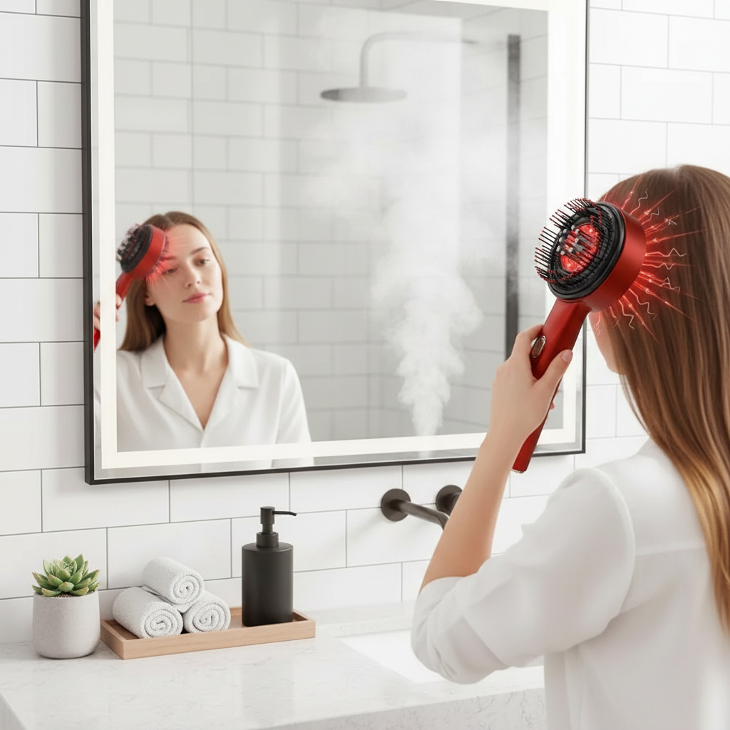 Electric Hair Regrowth Brush with Infrared Light Machine Acupoint Scalp Massage Anti-Hair Loss Exercise Hair Scrubber Combs